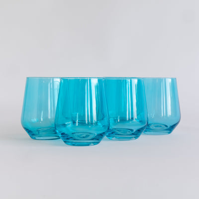Estelle Colored Wine Stemless - Set of 6 {Ocean Blue}
