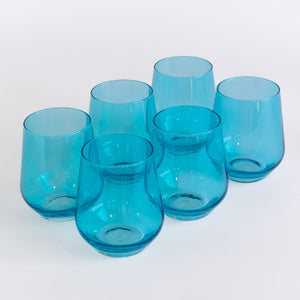 Estelle Colored Wine Stemless - Set of 6 {Ocean Blue}