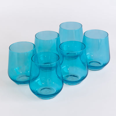 Estelle Colored Wine Stemless - Set of 6 {Ocean Blue}