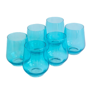 Estelle Colored Wine Stemless - Set of 6 {Ocean Blue}