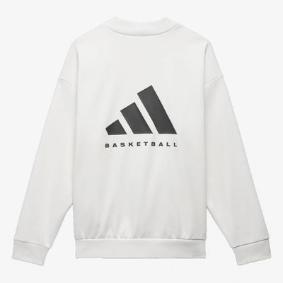 Adidas | BASKETBALL CREW SWEATSHIRT  { WHITE