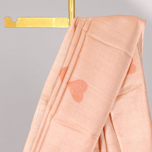 Borderless Orange all over heart motifs tussar saree