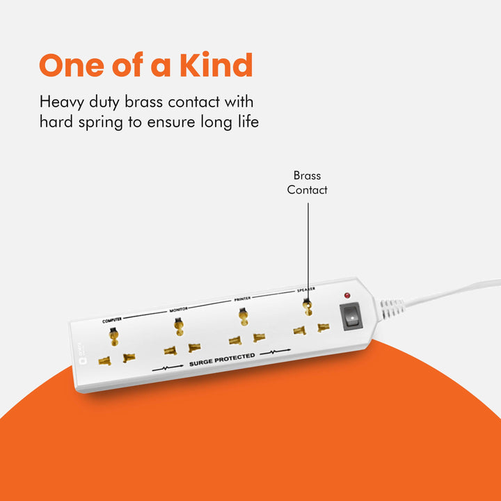 4 Socket Extension Board with 2 Metre Wire (White)