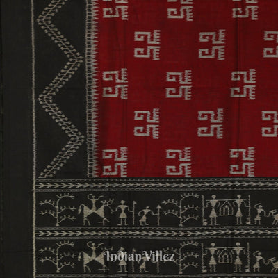 Maroon Laxmipada Odisha Ikat Sambalpuri Pure Cotton Saree