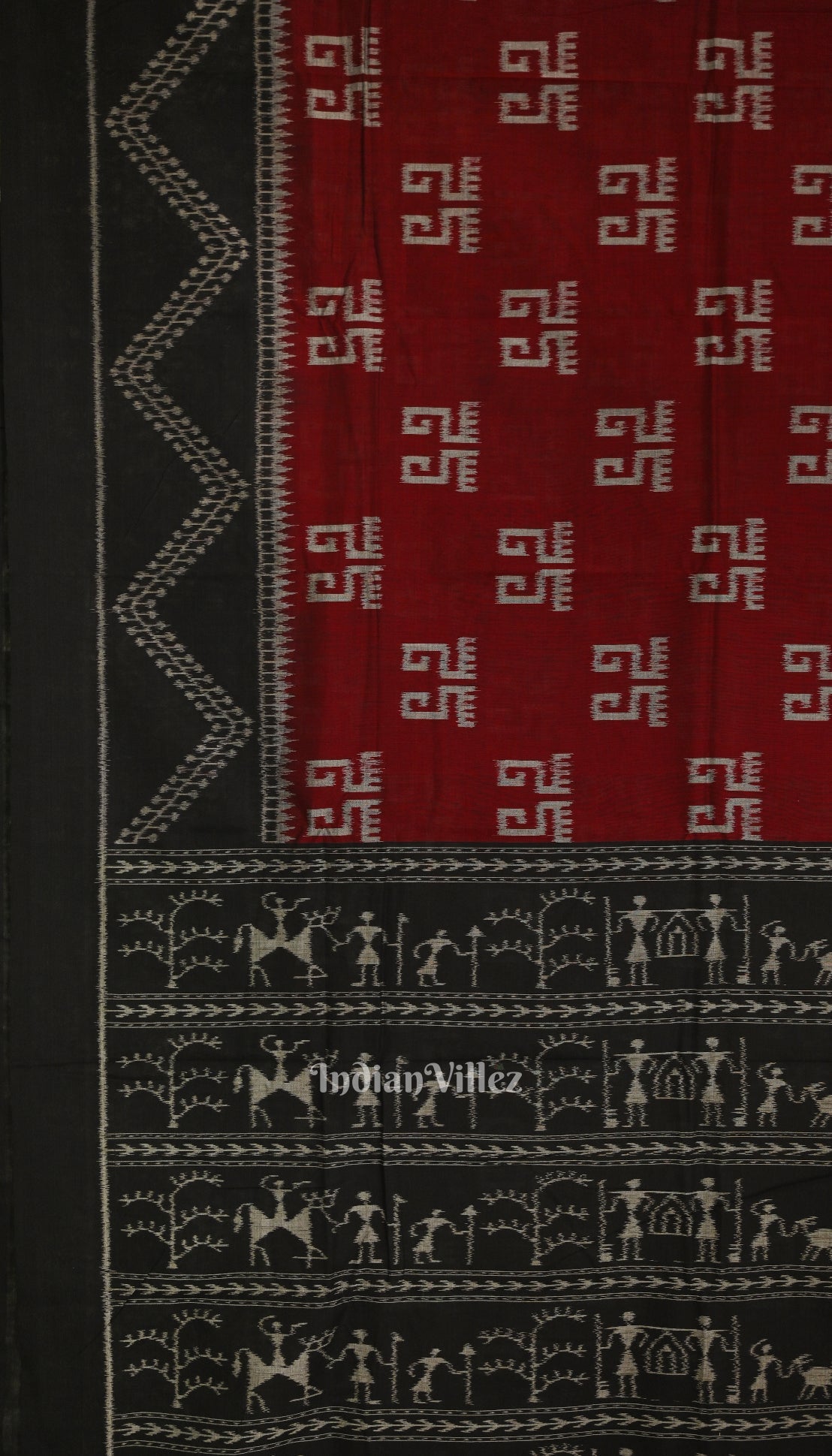 Maroon Laxmipada Odisha Ikat Sambalpuri Pure Cotton Saree