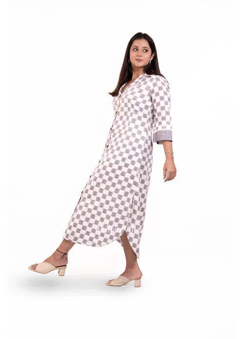 Off White Odisha Ikat Designer Cotton Kurti