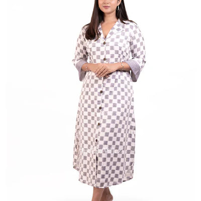 Off White Odisha Ikat Designer Cotton Kurti
