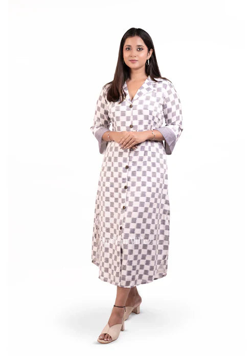 Off White Odisha Ikat Designer Cotton Kurti
