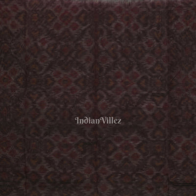 Off white Coffee Pochampally Ikat Sico (Silk & Cotton) Saree with Zari Border