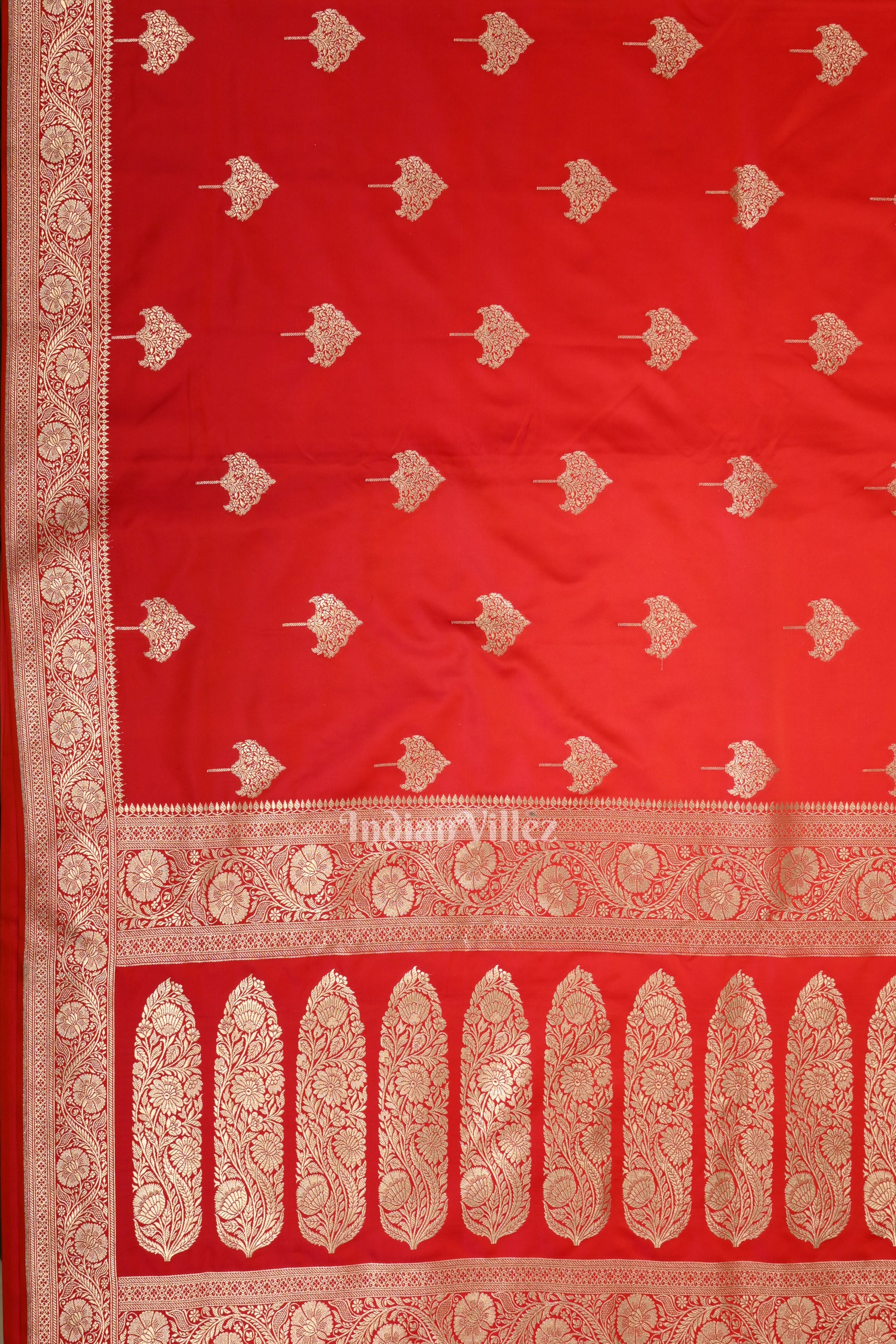 Bridal Wedding Deep Red Soft Pure Mashru Satin Silk Banarasi Saree