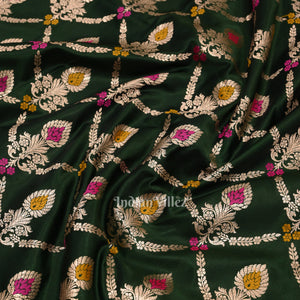 Green Meenakari Pure Mashru Satin Silk Banarasi Saree