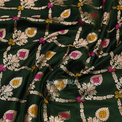 Green Meenakari Pure Mashru Satin Silk Banarasi Saree
