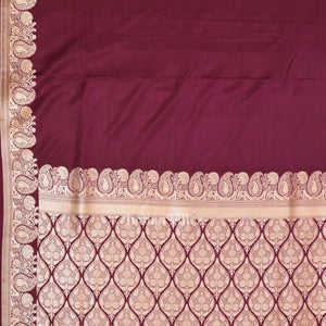 Wine Pure Soft Mashru Satin Silk Banarasi Saree
