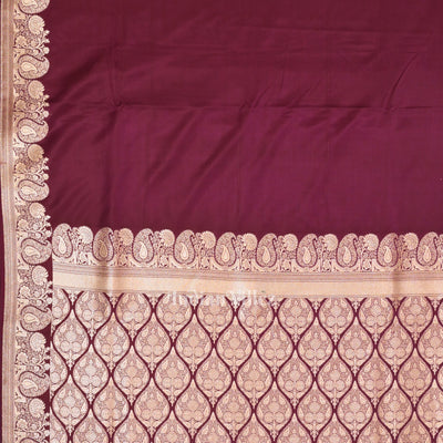 Wine Pure Soft Mashru Satin Silk Banarasi Saree
