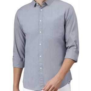 Plain Twill Cotton Shirt for Man (Silver Grey)