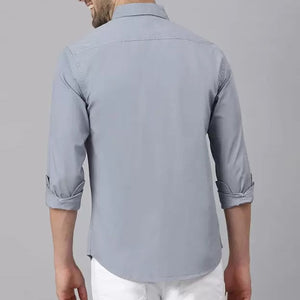 Plain Twill Cotton Shirt for Man (Silver Grey)