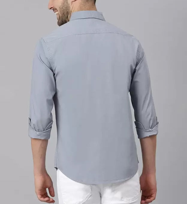 Plain Twill Cotton Shirt for Man (Silver Grey)