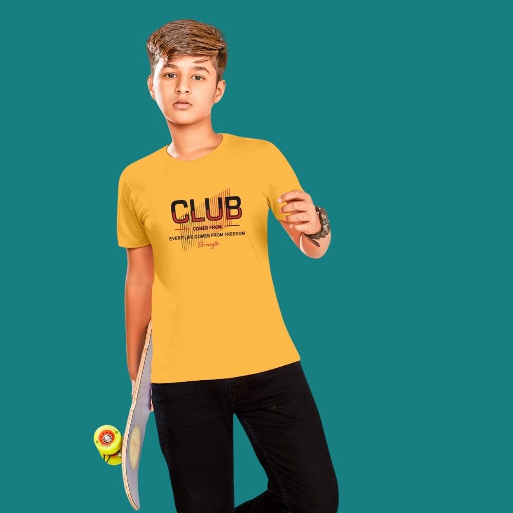 BLACKTREE(THHOR Series) ROUND NECK REYON Yellow TEES FOR KIDS