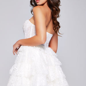 Short Strapless A-line Tiered Dress by Jovani 40030