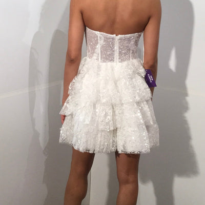 Short Strapless A-line Tiered Dress by Jovani 40030