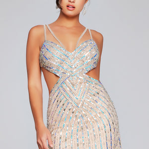 Sequin Short Sleeveless Cutout Dress by Jovani 400610