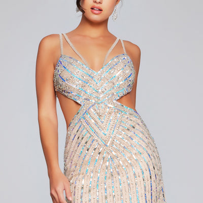 Sequin Short Sleeveless Cutout Dress by Jovani 400610