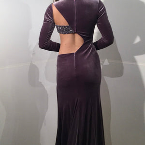 Velvet Fitted Long Sleeve Slit Gown by Jovani 40124
