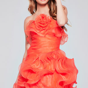 Organza Short Strapless A-line Dress by Jovani 40144