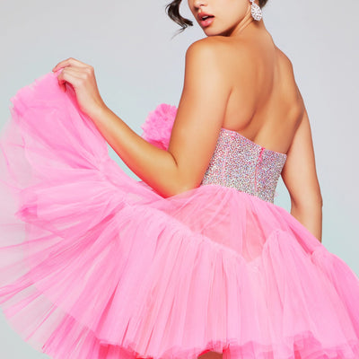 Rosette Short Strapless A-line Dress by Jovani 40186