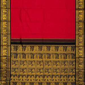 Pink Handloom Kanchipuram Korvai Silk Saree With Black Border