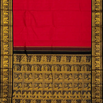 Pink Handloom Kanchipuram Korvai Silk Saree With Black Border