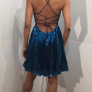 Metallic Short Sleeveless A-line Dress by Jovani 40350