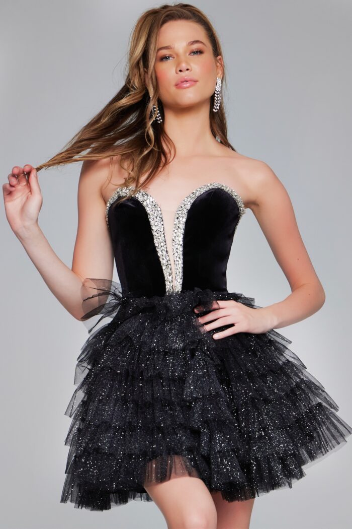 Jovani 40352 Homecoming Velvet Short Cocktail Dress