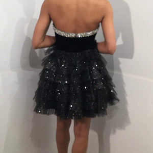 Velvet Short Strapless Ruffled Dress by Jovani 40352