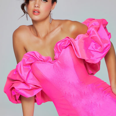 Satin Short Off Shoulder Dress by Jovani 40378