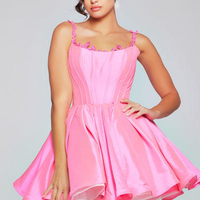 Satin Short Sleeveless A-line Dress by Jovani 40379