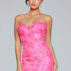 Applique Fitted Short Strapless Dress by Jovani 40380