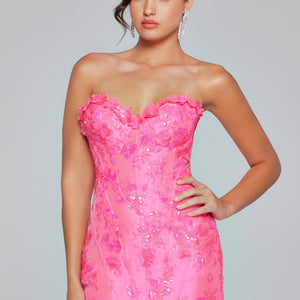 Applique Fitted Short Strapless Dress by Jovani 40380