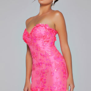 Jovani 40380 Fitted Short Lace Beaded Cocktail Dress