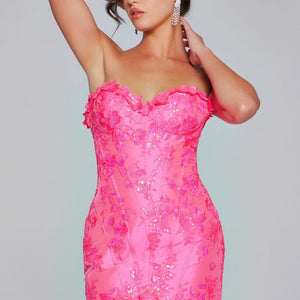Jovani 40380 Fitted Short Lace Beaded Cocktail Dress