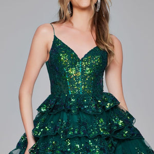 Jovani 40382 Short Lace A Line Cocktail Dress