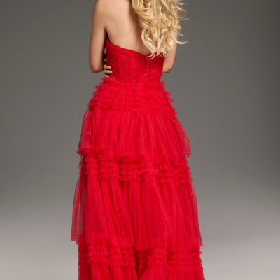Strapless A-line Ruffled Slit Gown by Jovani 40466