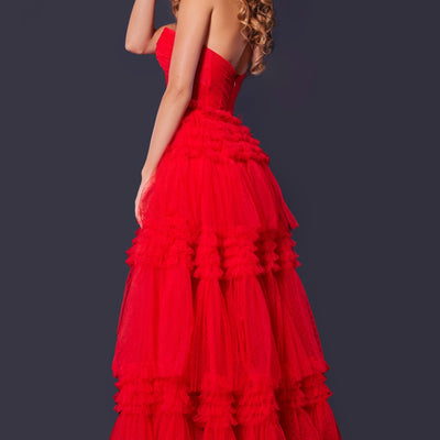 Strapless A-line Ruffled Slit Gown by Jovani 40466
