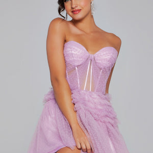 Jovani 40467 A Line Ruched Short Cocktail Dress