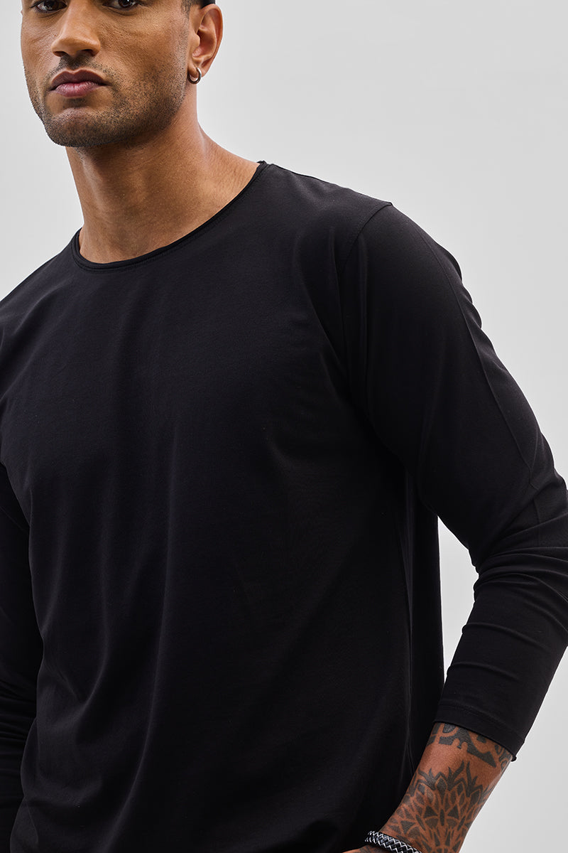 Black Stretch Full Sleeve T-Shirt