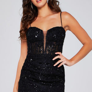 Jovani 40498 A Line Beaded Short Lace Cocktail Dress