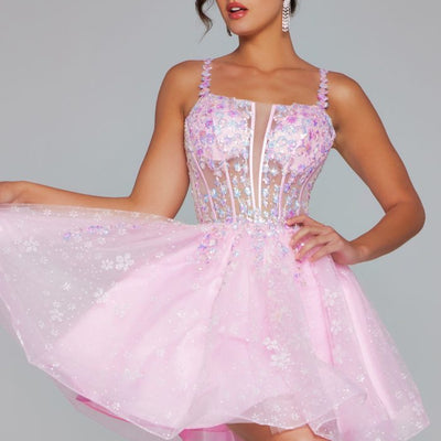 Jovani 40501 A Line Short Sequin Cocktail Dress