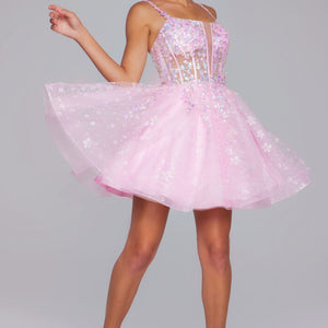 Jovani 40501 A Line Short Sequin Cocktail Dress