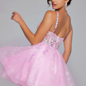 Jovani 40501 A Line Short Sequin Cocktail Dress