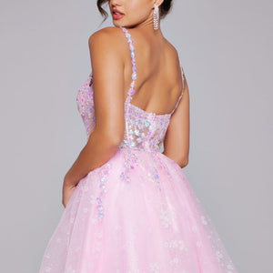 Jovani 40501 A Line Short Sequin Cocktail Dress